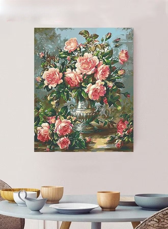 DIY الطلاء بالأرقام مجموعات,الزهور طلاء مجموعات على قماش,الرسم الزخرفي الرسم باليد 40x50cm - Image 2